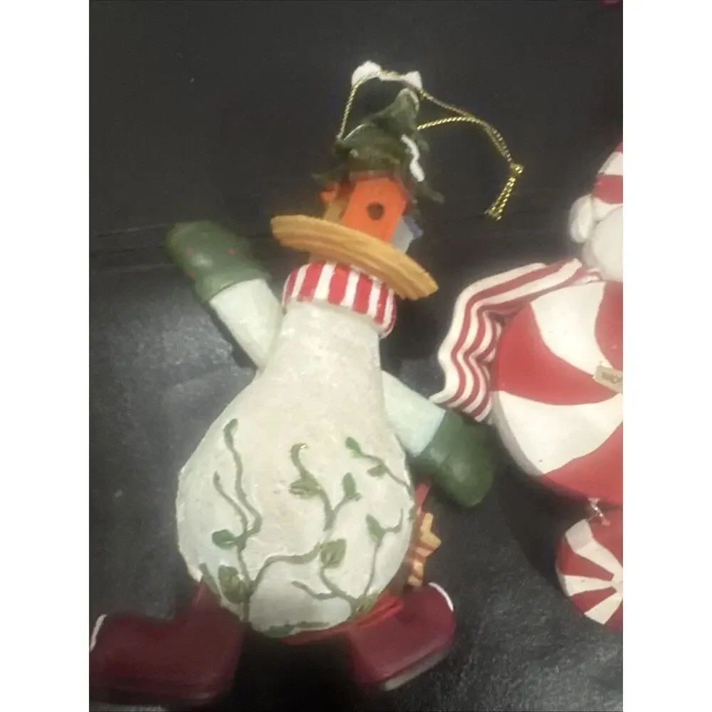 Lot of 3 Christmas Snowman Santa Resin Hanging Ornaments Holiday Tree Decor Gift